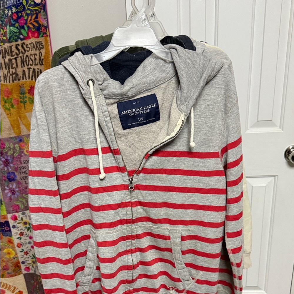 American Eagle Outfitters Gray and Red Hoodie